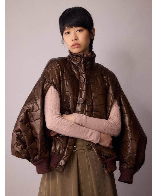 Amanda Thompson Couture Brown Ms K Bomber Jacket Quilting Chocolate