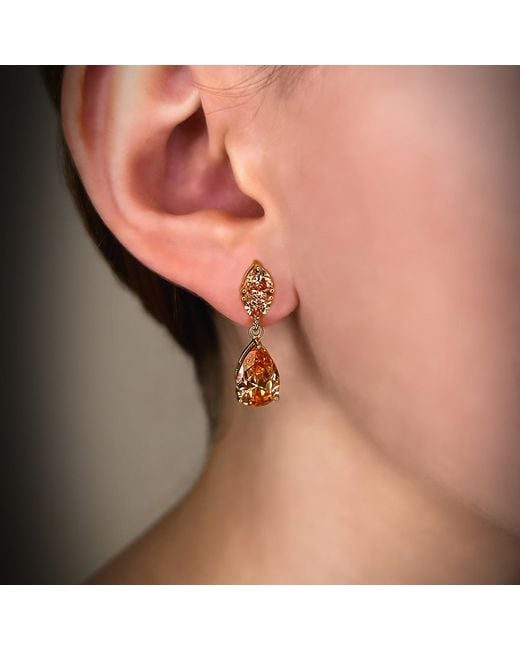 SALLY SKOUFIS Metallic Temptation Earrings With Made Champagne Cz Diamond Stimulant