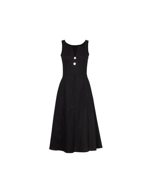 Zetaye Black Celeste Linen Cotton Midi Mini Dress