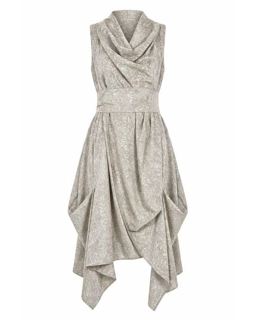 Atom Label White Wrap Ruched Dress Champagne Ornate