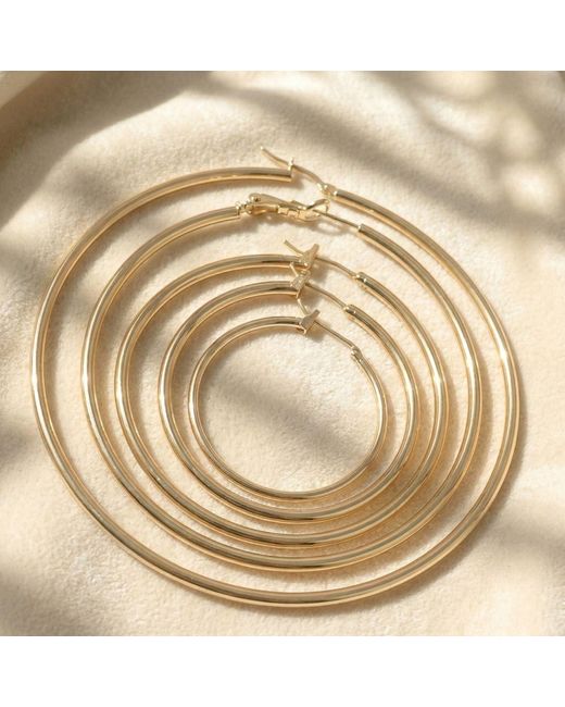 Harfi Metallic Tiny Plain Everyday Classic Plated Hoop Earrings