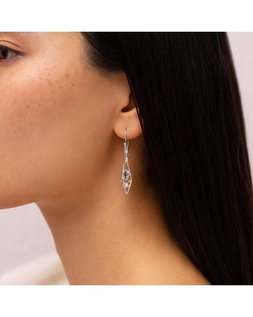 Isla Silver White Riviera Drop Earrings With Topaz & Pearl