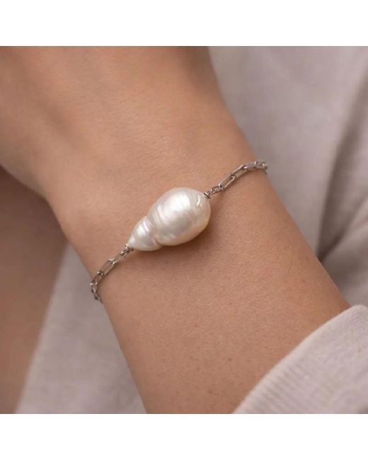 Silver Moon Metallic Baroque Pearl Sterling Bracelet