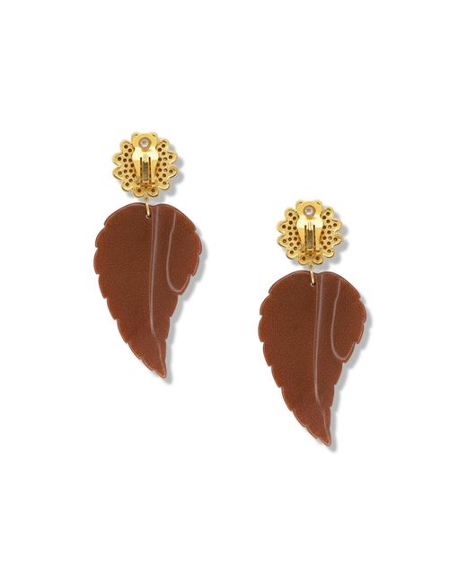 Jaredjamin Brown Chrysanthemum Clip On Earrings Sandstone