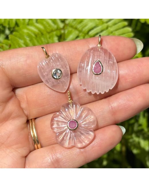 KAMARIA Pink Rose Quartz Gemstone Pendant With Topaz