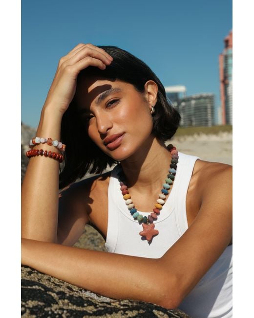Hannah B. Jewelry Red Lava Stone Starfish Necklace