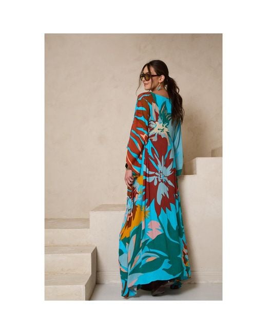 Saachi Blue Polychromatic Flowery Kaftan