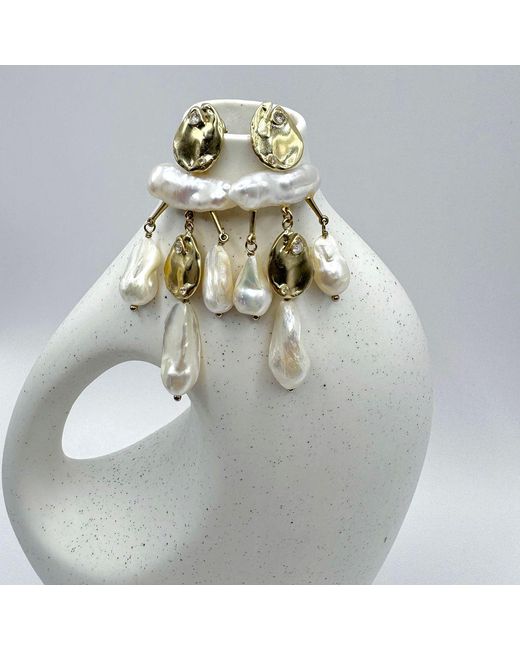Rare Matters Jewelry Metallic Celestial Cascade Baroque Pearl Earrings
