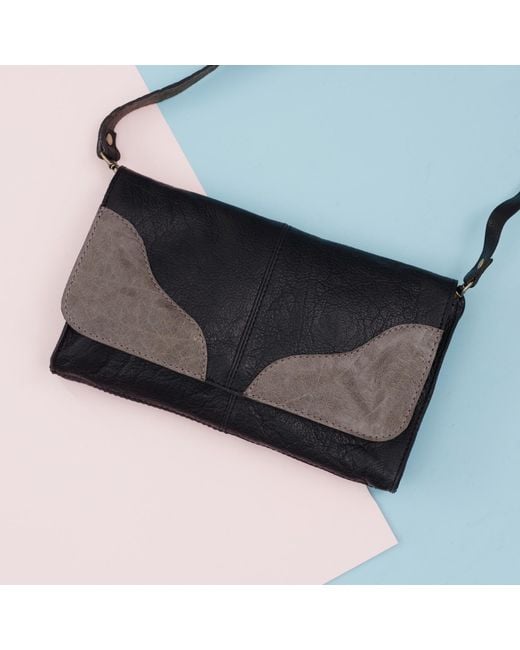 VIDA VIDA Blue Clutch Handbag & Leather