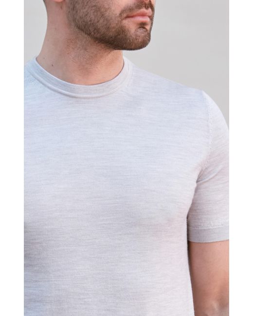 Paul James Knitwear White Superfine Merino Silk Bellini Short Sleeve Jumper for men