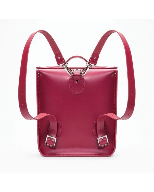 Zatchels Pink Handmade Leather City Backpack Plus