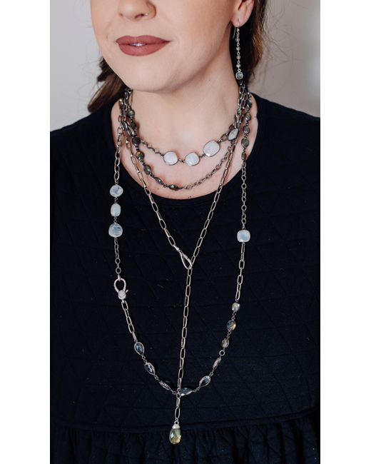Loni Paul Jewelry Metallic Lariat With Labradorite Pendant
