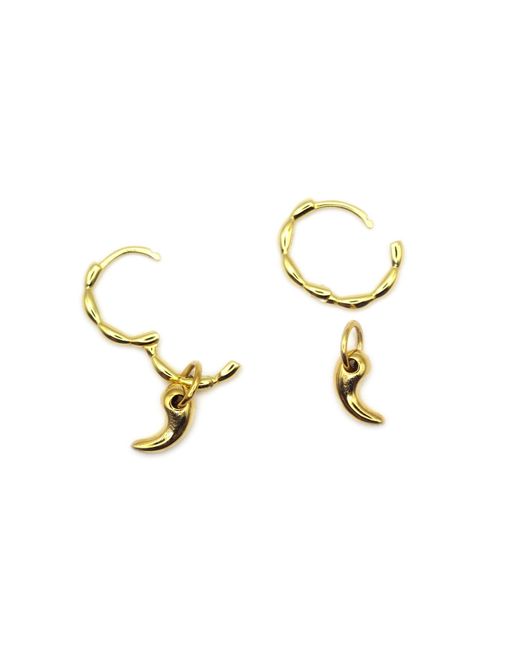 VicStoneNYC Fine Jewelry Metallic Small Gok Ock Charm Dangle Hoop Earrings