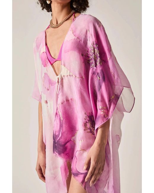 James Lakeland Pink Watercolour Floral Kaftan