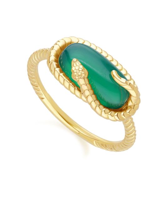 Gemondo Metallic Ecfew Chalcedony Snake Ring In Gold Plated Sterling Silver