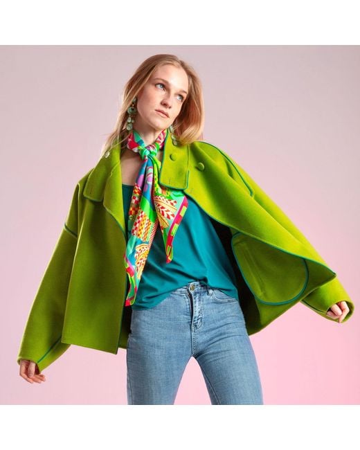 Beatrice von Tresckow Green Lime Cashmere Mix Audrey Bomber Jacket