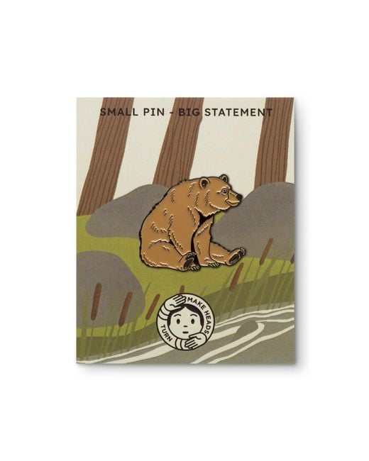 Make Heads Turn Brown Enamel Pin Bear