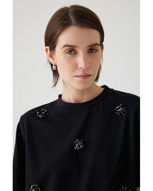 Exquise Black Bexley T-Shirt Jewel Neck T Shirt