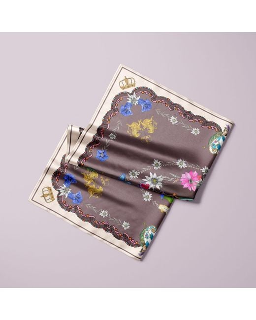 Lamberty Munich Purple Carousel Horses Silk Scarf