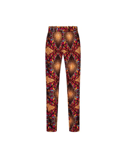 Ohema Ohene Red Straight Leg African Print Trouser-Cubic for men