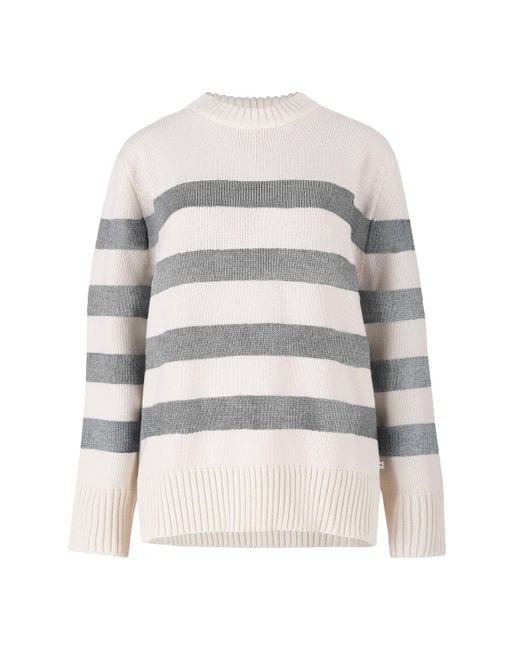 SALANIDA White Marina Striped 100% Merino Jumper