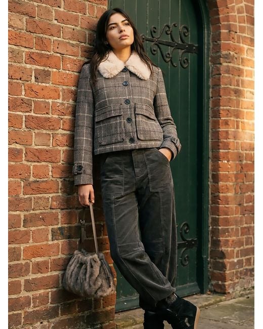Nooki Design Gray Gisele Wool Check Coat