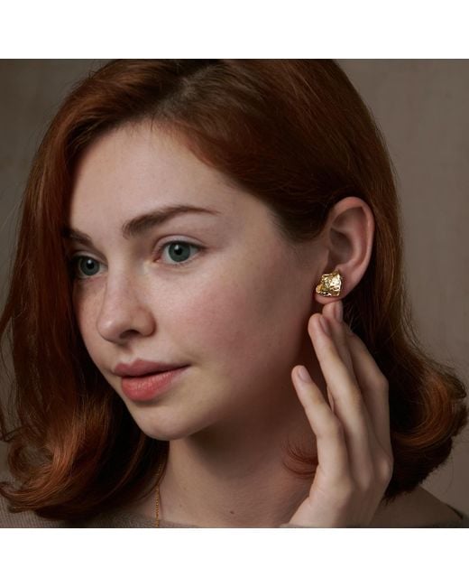 Janus Edinburgh White Textured Suilven Curved Petal Sterling Stud Earrings