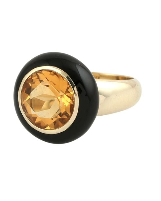 Artisan Metallic Citrine & Enamel Cocktail Ring