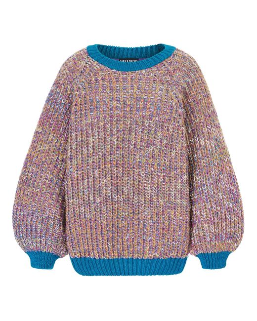Cara & The Sky Green Debbie Recycled Cotton Blend Oversized Balloon Sleeve Jumper