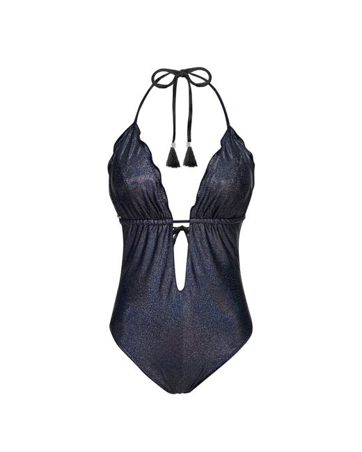 ELIN RITTER IBIZA Blue Ibiza Swimsuit One-piece Plunge Maillot Anita Metallic