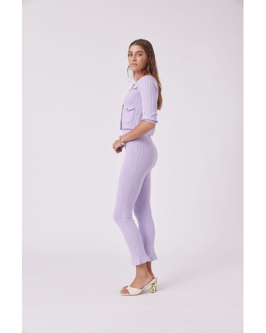 MNK Atelier Purple 80S Inspired Silk Blend Knit Pants