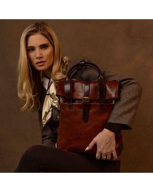 Time Resistance Red Convertible Leather Backpack Shoulder Bag