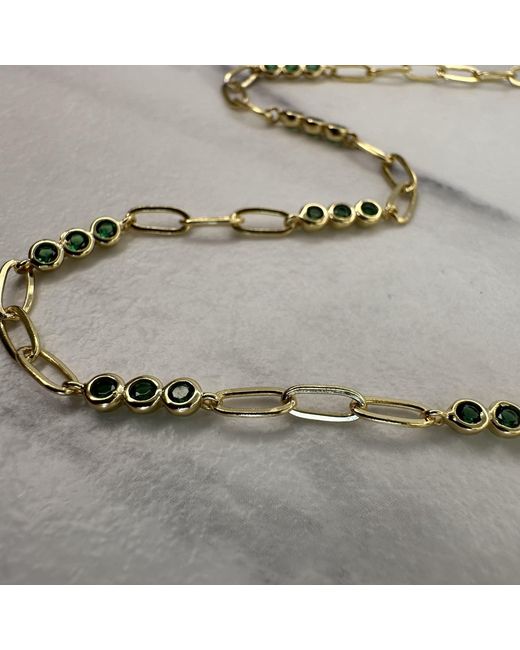 Clemence Wren Metallic Triple Sapphire Gemstone Necklace Chain
