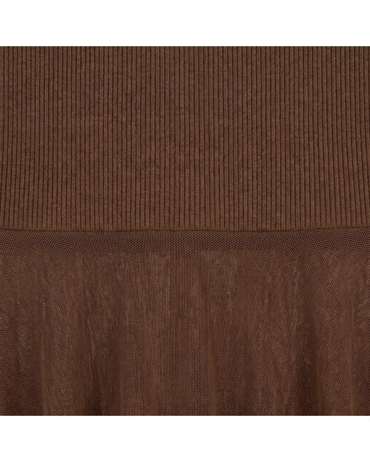 Modenaire Brown Sheer Mesh Maxi Dress With Spaghetti Straps