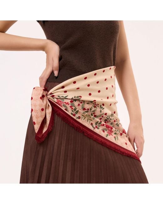 Asyii Pink Rose Token Of Luck Silk-Wool Square Scarf