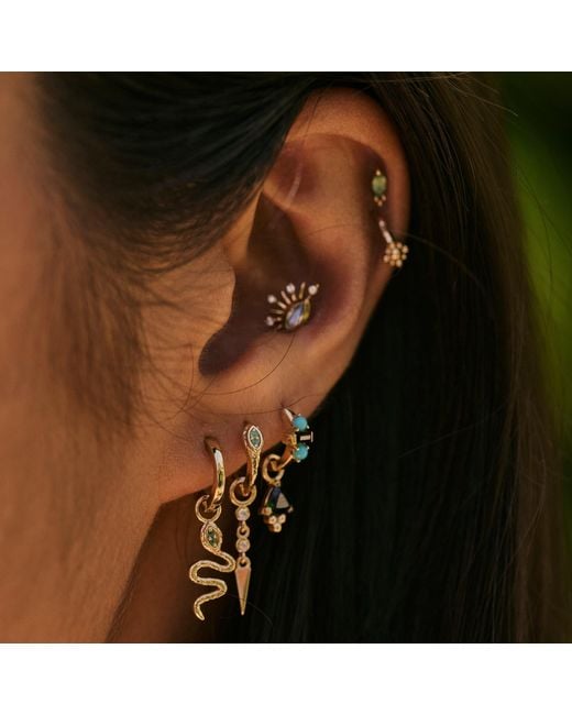 Zohreh Blue Tourmaline & Huggie Hoop Earring 9K