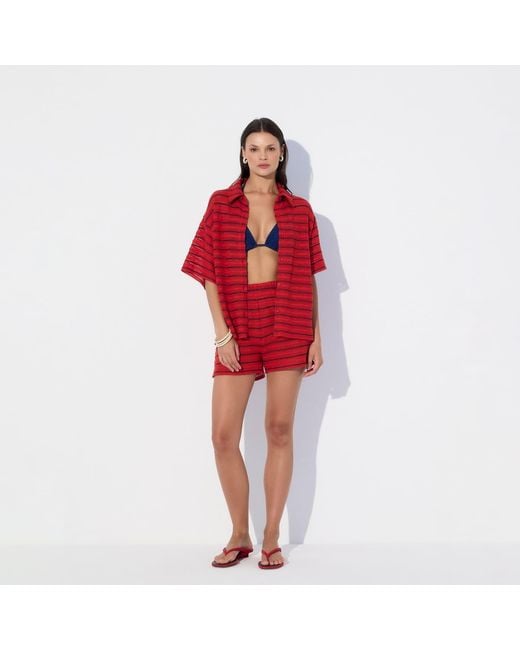 Thisisu Collection Red Solea Striped Knit Beachwear Shorts