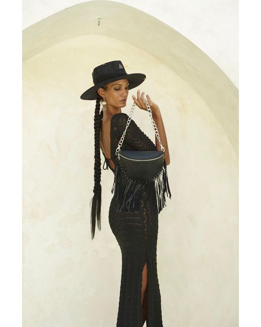Jodi Lee Black Akaroa Rose Belt Bag