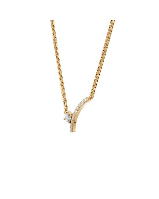 Aya Fine Jewelry Metallic Round Cut Minimalist Curved Lab Diamond Necklace