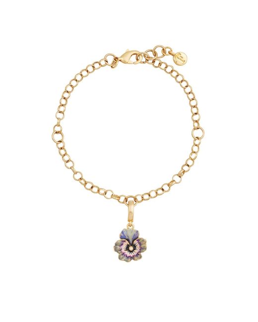 Fable England Metallic Pansy Pearl Earrings & Pansy & Pearl Collector Charm Bracelet Set