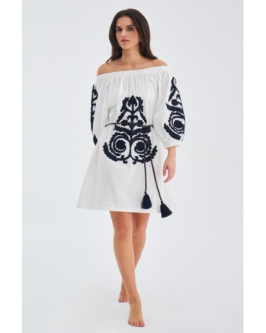 Peraluna Masumi Embroidered Mini Dress in White Lyst