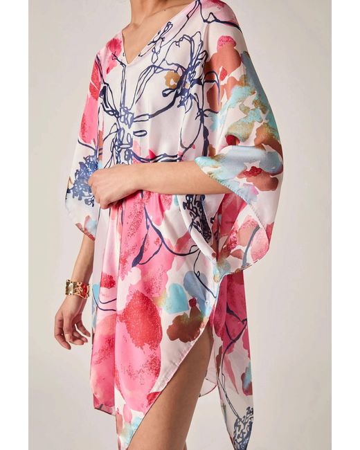 James Lakeland White Floral Sketch Kaftan