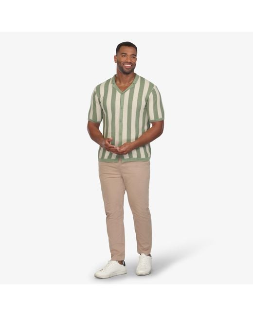 Vustra Multicolor Retro Striped Knit Camp Shirt for men