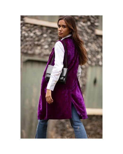 At Last Purple Long Silk Velvet Waistcoat
