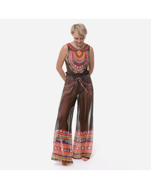 Rodasoleil Smart Swimwear Brown Tan-Through Mesh One-Piece Sleeveless Swimsuit Africa