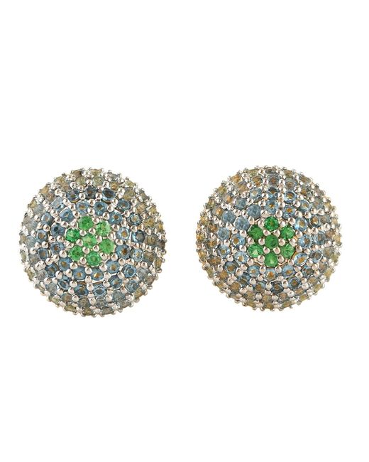 Artisan Green 14K Topaz & Tsavorite Dome Stud Earrings