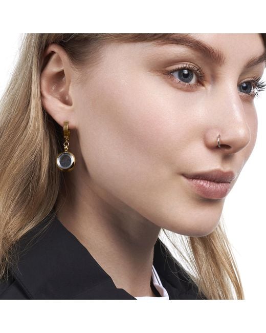 My Little Nature White Huggie Earrings With Volcanic Sand