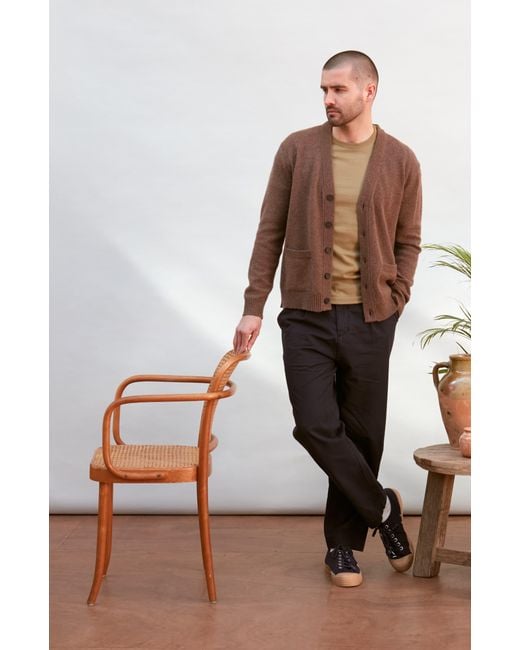 Paul James Knitwear Brown Lambswool Alfie Cardigan for men