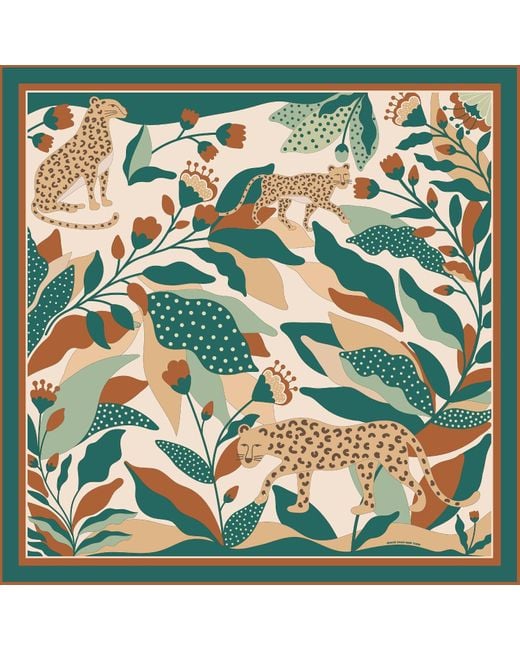 Jessie Zhao New York Green Double Sided Silk Scarf Of Wonderland
