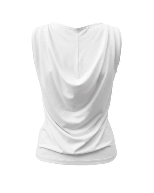 Imaatu White Onu Top Sculpting Elastic Viscose Waterfall Drape